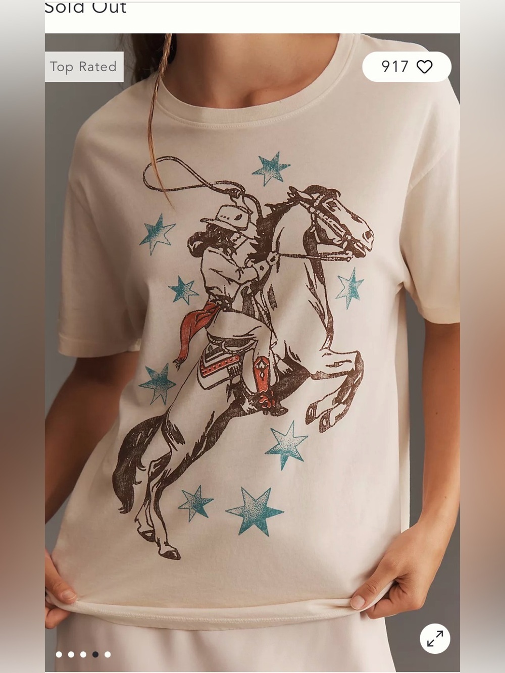 Anthropologie Letluv Western Horse & Cowgirl Tee XS nwt